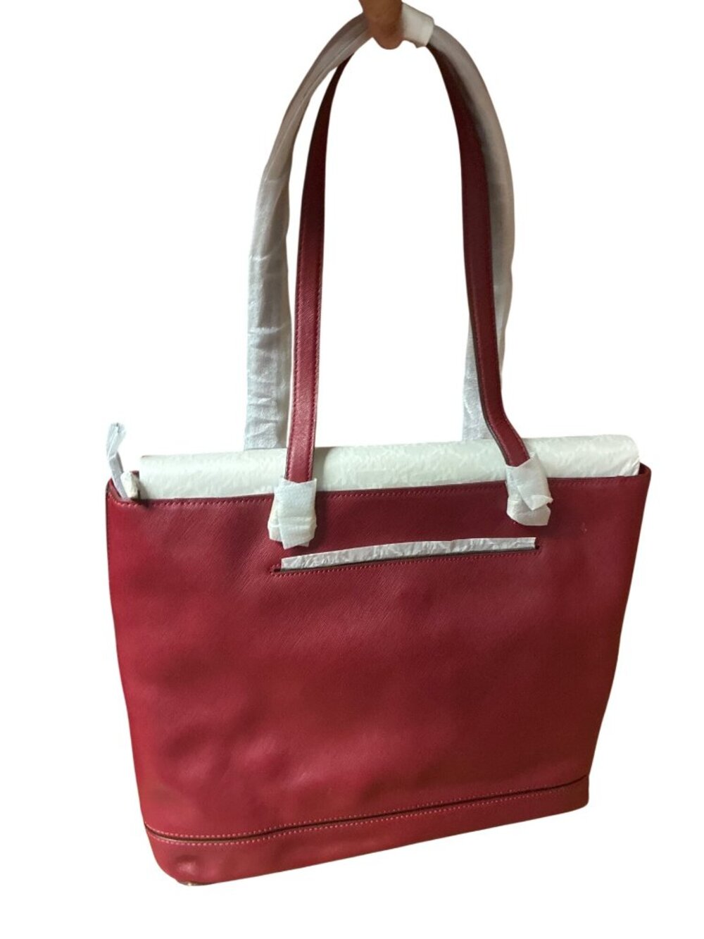 NEW Michael Kors Tote Bag Red Saffiano Leather Structured Zip Pocket Classic